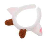 PLAFOPE Fascia per Capelli Bianca con Corna di Montone e Orecchie di Agnello Decorazione per Testa per Donne per Halloween Natale Compleanno Festa e Cosplay