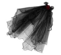 PLAFOPE Fascia per con velo nero con rosa gotica, accessori per costumi da strega di Halloween per donne, copricapo da sposa per feste in maschera o addio al nubilato.