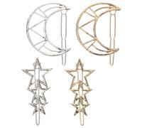 PLAFOPE Fermagli per Capelli Geometrici in Metallo Clip Stellina e Mezzaluna Vuote in Oro e Argento Accessori Moderni e Kawaii per Donne Adatti Occasioni Casual e Formali