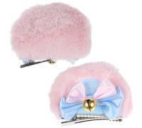 PLAFOPE Fermagli per Chioma Kawaii a Forma di Orecchie D'orso in Peluche con Campanellino e Fiocco, Clip Morbide per Donne e Ragazze, Accessori per Cosplay, Feste e Uso Quotidiano Inverno