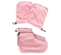 PLAFOPE Kit 2 Paia Guanti e Copriscarpe in Cotone e Peluche Rosa per Terapia alla Paraffina Mani e Piedi, Mantiene la Cera Calda e Massimizza L’assorbimento di Umidità per Saloni