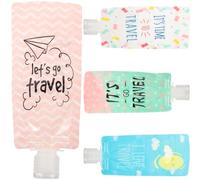 PLAFOPE Kit da Viaggio 4 Pezzi Borsa per Lozione 100ml in Pe con Tappi, Resistente, Buona Tenuta D'aria, per Prodotti Bagno Durante Viaggio
