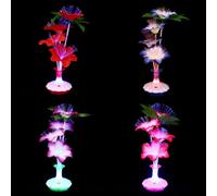PLAFOPE Lampada da Tavolo LED Decorativa 4 Fiori Artificiali in Vaso Luminoso Multicolore, Luce Soffusa Sicura per Feste, Casa e Negozi, Design Artigianale Romantico Senza Colore Casuale