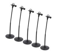 PLAFOPE Microfono in Miniatura per Bambole 5 Pezzi Supporto Nero in Plastico, Compatto e Portatile per Ambientazioni in Miniatura e Canto