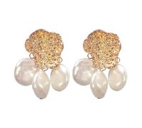 PLAFOPE Orecchini Pendenti Perle in Lega Leggera Color Oro, Design Creativo ed Esagerato per Donne e Ragazze, come Regalo Elegante e Unico