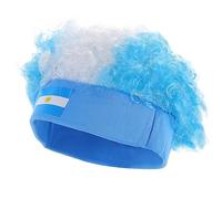 PLAFOPE Parrucca Clown Colorata Con Testa Di Bandiera Nazionale Per Feste Di Calcio Design Con Fascia Per Parrucca Finta Divertente Per Fan Del Calcio