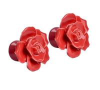PLAFOPE Pomelli in Ceramica a Forma di Rosa Rossa per Credenza da Cucina, Maniglie per Porte e Cassetti, Set da 2 Pezzi per Mobili e Armadi, Accessori Pratici per Cucina e Guardaroba