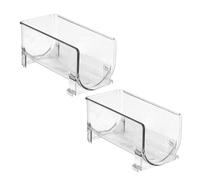 PLAFOPE Portabottiglie in Plastica Stile Cassetto 2 Pezzi, Organizer Impilabile Trasparente per Frigorifero, Contenitore per Conservazione Vino e Lattine, Supporto Multifunzione per