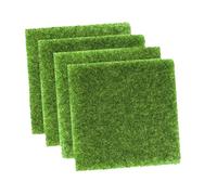 PLAFOPE Prato Finto Decorativo in Plastica Verde 4 Pezzi per Micro Paesaggi e Decorazioni a Tema Facile Installazione per Tavoli da Sabbia
