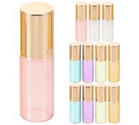 PLAFOPE Set 12 Bottiglie in Vetro 5ml per Olio Essenziale Roll-on Disassemblabile Portatile Colore Assortito per Viaggi e Aromaterapia