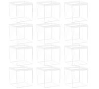 PLAFOPE Set 12 Pezzi Scatole Porta Oggetti Coperchio in Plastica PS a Forma di Cubo 8,5 Cm, Custodia Trasparente per Gioielli e Collezionabili, Facile da Aprire e Trasportare