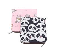 PLAFOPE Set 2 Pezzi Borsa Cosmetica in Poliestere Cartoon Resistente e Lavabile per Assorbenti Igienici e Rossetti, per Viaggio e Uso Quotidiano Colore Casuale