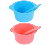 PLAFOPE Set 4 Pezzi Ciotole per Fusione Cera Depilatoria in Silicone Resistente al Calore 400ml con Raschietti e Manici Antiscottatura per Maschere Fai da Te Uso Riutilizzabile