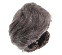 PLAFOPE Short Grey Wig For Men Heat Resistant Synthetic Hairpiece With Slanted Part For Cosplay Halloween Parties Natural Blend Hairpiece