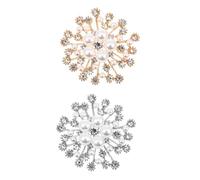 PLAFOPE Spilla Fiocco di Neve Elegante in Lega Perle e Strass 2 Pezzi Accessorio Gioiello per Decorazione Abbigliamento Donna Festa Natalizia