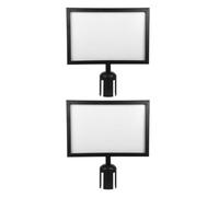 PLAFOPE Supporto alla per Acciaio Inox Barriera in Nero Cartelli 2 Pezzi Cornice Orizzontale A4 Design Elegante Guida Coda in Banche e Centri Commerciali