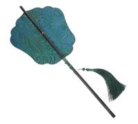 PLAFOPE Ventaglio Circolare Hanfu in Legno Verde con Nappa per Donne | Stile tradizionale ed elegante, adatto a cosplay e danza, decorazione con nappa in poliestere