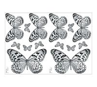 PLAGE 157049 Adesivi murali - Stickers-Farfalle in Bianco e Nero, 2 Fogli, 29,7 x 21 cm