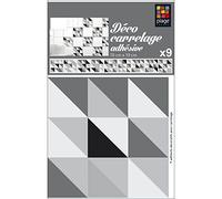 Plage 9 Adesivi per Piastrelle Scandinavo B&W, PVC, Grigio, 10x10cm