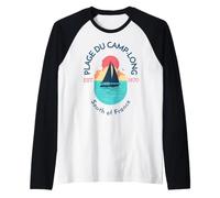 Plage du Camp-Long Beach nel Sud della Francia Maglia con Maniche Raglan