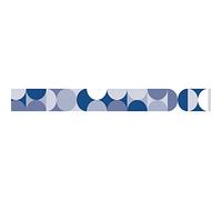 PLAGE Nastro adesivo adesivo decorativo da parete interno, motivo geometrico blu e bianco, Seventies, 5 cm x 300 cm.