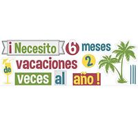 PLAGE Necesito 6 Mesi di Vacanza Decorazione Adesivo, Vinile, Multicolore, 24 x 3 x 68 cm