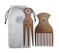 Plai Na Pettine per capelli africani - Pettine in legno Afro Pick Set per donne - Pinze per denti fini, treccia/pettine a 3 denti per intrecciare fatto a mano