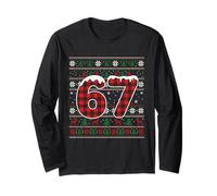 Plaid 67 Ugly Sweater Style Six Seven Christmas 67 Meme Maglia a Manica