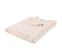 Plaid a nido d'ape in cotone écru, 160x210 cm