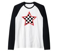 Plaid a Scacchi con Stelle Nere Bianche e Rosse Maglia con Maniche Raglan