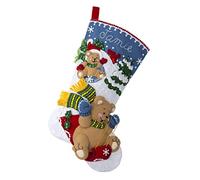 Plaid Bucilla, 89555E - Kit per realizzare calze in feltro, con orsi da slittino, 45,7 cm, perfetto per lavori fai da te e artigianato,