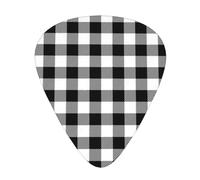 Plaid Buffalo bianco e nero,12 pezzi di plettri per chitarra, 3 plettri di diverso spessore per chitarra acustica, basso, ukulele