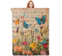 Plaid Butterfly And Flowers Coperta Per Sedia Poltrona L
