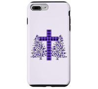 Plaid Christian Cross Leopard Stampa Albero di Natale Famiglia Custodia per iPhone 7 Plus/8 Plus