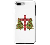 Plaid Christian Cross Leopard Stampa Albero di Natale Famiglia Custodia per iPhone 7 Plus/8 Plus