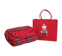 Plaid Coperta Pile Pelliccia Natalizio Con Borsa Rosso Natale Morbido Sherpa
