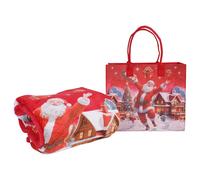Plaid Coperta Pile Pelliccia Natalizio Con Borsa Rosso Natale Morbido Sherpa