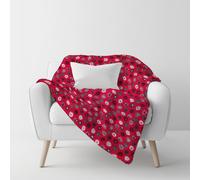 Plaid da divano Lana Cotta 150x170 margherite grigio fondo rosso