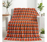 Plaid Divano Medio Secolo Moderno Retro Coperta In Pile Calda | Copriletto e poltrona in flanella a quadretti scozzesi arancione nero, 270 g/m², morbido e morbido, senza stiratura