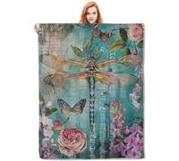 Plaid Dragonfly Botanical And Butterfly Vintage Coperta Personalizzata L