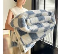 Plaid Flannel Blanket,Autumn Winter Thick Warm Blanket,Soft Cozy Plush Travel Picnic Blankets,Washable Quick-Drying Lightweight Throw Blankets for Sofa Bed Bedroom (Blue, 120 * 200cm/47.24 * 78.74in)