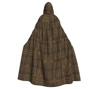 Plaid Fleur-De-Lis modello adulto strega mantello con cappuccio, costume di Halloween con cappuccio mantello
