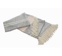 Plaid In Cotone Grigio Intrecciato A Strisce 50" X 60" Con Frange