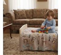 Plaid in lana cotta 150x170 cm Mongolfiere azzurre fondo tortora