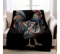 Plaid in Pile Dipinto ad olio di un gallo 130 x 150 cm Coperta in Microfibra per Bambina o Donna, Idea Regalo Natale e Compleanno