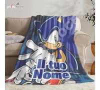 Plaid in pile Sonic con nome personalizzato coperta calda idolo idea regalo