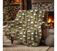 Plaid lana cotta 150x170 cm fondo verde con pecore - Mountain Alpine