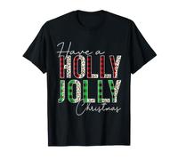Plaid Leopardato con Bufalo Have A Holly And Jolly Merry Christmas Maglietta