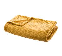 Plaid "Losange" in flanella giallo senape 125x150cm