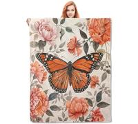 Plaid Monarch Butterfly And Flowers Telo Arredo Poltrona L